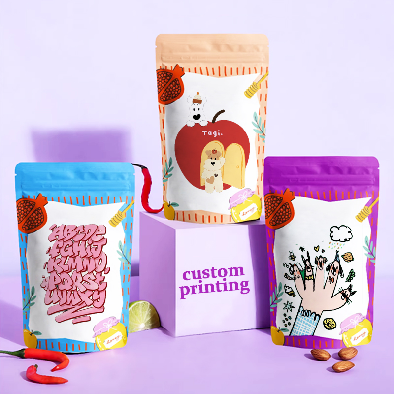 Food Lovers Snacks - Aluminiumfoliezak Staande tas met ritssluiting Aangepaste