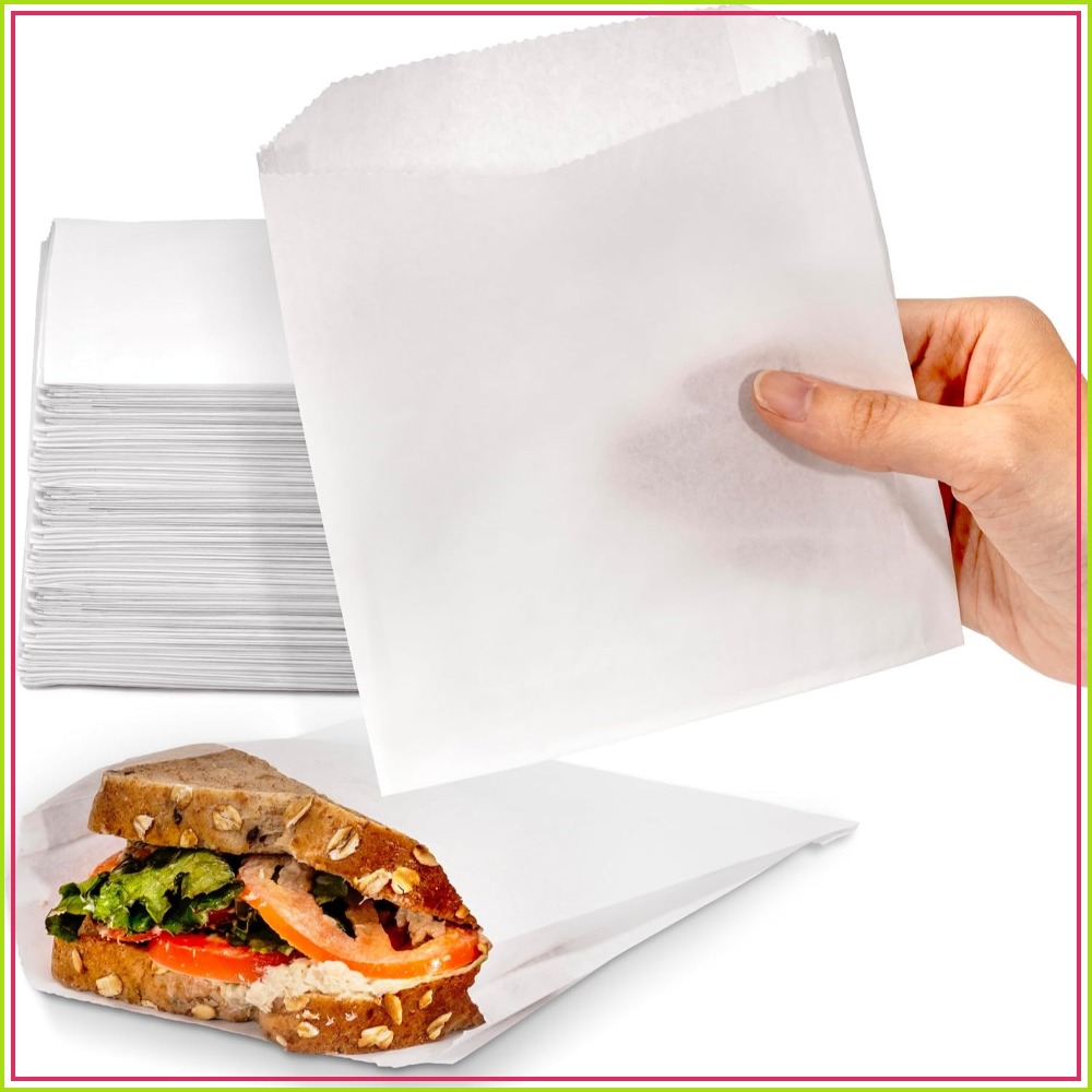 Food Packed Snacks - 200 stuks vetwerende broodzakjes 7x6 inch,