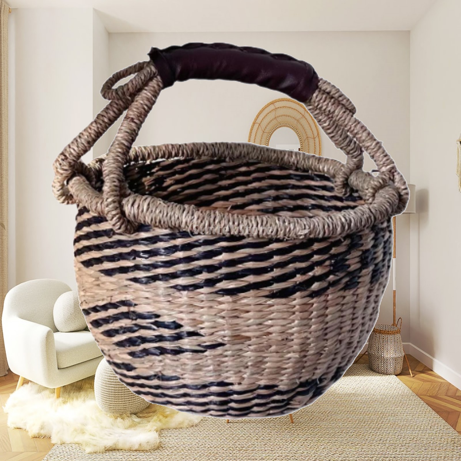 Food And Snacks For Picnic - Handgeweven picknickmand, multifunctionele opbergmand, snackmand voor